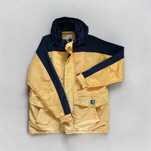 Carhartt Mens Jacket Yellow Black VTG Rollaway Hood Mesh Lining Outdoor Hiking